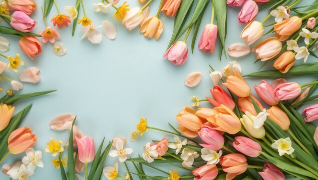 Easter Card Featuring a Tulip Bouquet, Ideal for Personal Messages