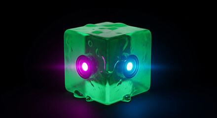 Glowing Futuristic Cube with Colorful Lights
