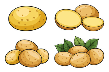 Fototapeta premium Colorful Minimalist Vegetable Set Carrot, Tomato, Potato, Corn, Beet, Pumpkin, Cucumber, Onion