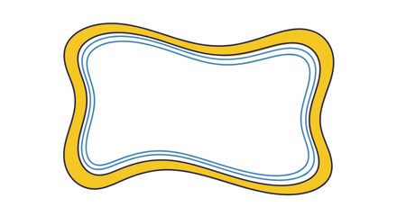 Groovy Retro Rectangle Outline Frame with Playful Wavy Shape and Subtle Blue Lines, Y2K Border Design Forms a Modern Background Look, Ideal for Graphic Design Elements and Creative Projects, Vibrant