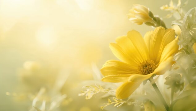 Close-up of a golden-yellow blossom with sunlit leaves