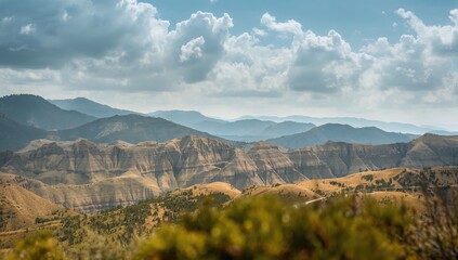 Naklejka premium Carpathian mountain scenery, showcasing natural beauty and seasonal change
