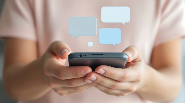 Mobile communication concept person using smartphone for chatting messaging and social media activity