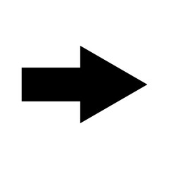 Black bold arrow pointing right on an isolated white background, a clear directional indicator for navigation and progress.