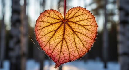 Heart-Shaped Autumn Leaf in Sunlight