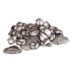 Wet cat or dog food. Vector image drawn in graphic style.