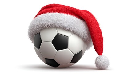 illustration Santa Claus hat with soccer ball isolated on white background 