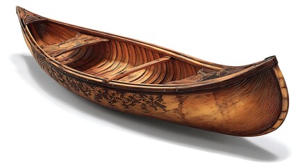 illustration of traditional wooden boat isolated on white background 