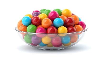 illustration of colorful gumballs in a bowl isolated on white background