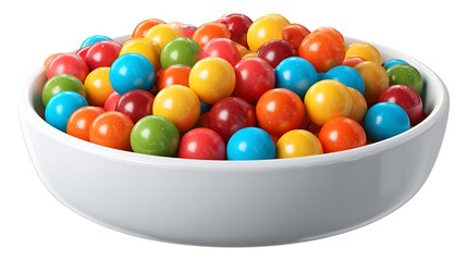 illustration of colorful gumballs in a bowl isolated on white background