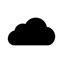 Black cloud silhouette vector icon representing storage, weather, computing, data, and online services illustration