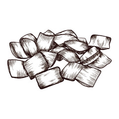 Dry cat or dog food. Vector image drawn in graphic style.