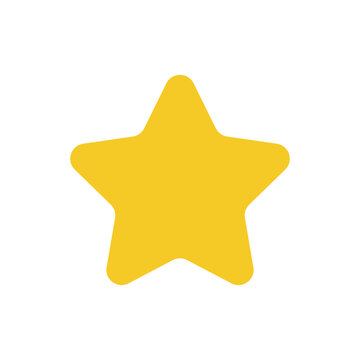 Bright yellow five-pointed star icon with rounded edges, a simple graphic symbol for rating, quality, success, and excellence.