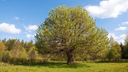 Obraz premium Fresh spring shoots on the pine tree