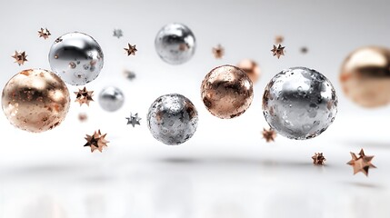  Abstract metal spheres isolated on white background 