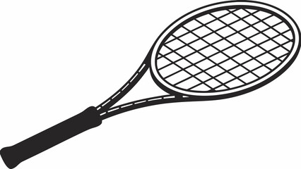Tennis Racket Illustration: A sleek, monochrome illustration showcases a tennis racket, a symbol of sport and leisure, meticulously crafted with clean lines and sharp details.