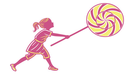 Child and Lollipop: A whimsical illustration captures a young child holding up giant lollipop, embodying the simple joys of childhood and playful innocence. 