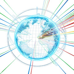 Digital Globe with Network Lines and Email Icons on a Background image isolated on a transparent background