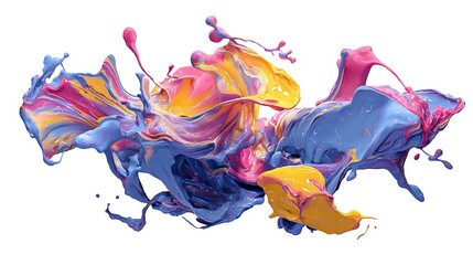 Fototapeta premium Abstract colorful splashes 3D background isolated on the white background 