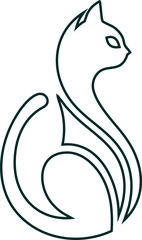 Minimalist cat outline logo vector. Elegant feline line art icon for branding, pet shop, or veterinary design. Modern and simple cat silhouette.