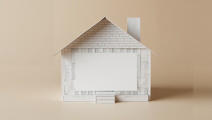 Home paper model with blank screen, a symbol for property ownership and mortgage considerations