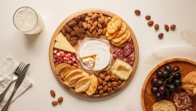 Savory Camembert appetizer featuring nuts and cured meats