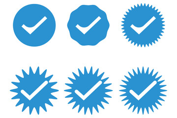 set of verified badge icon, Instagram verified badge icon, twitter badge icon, vector stickers, label icon.
