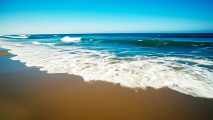 A surfer riding a wave in the ocean on a sunny day, capturing the carefree joy and limitless possibility of embracing the thrill of the unknown, conveying feelings of exhilaration and adventure.