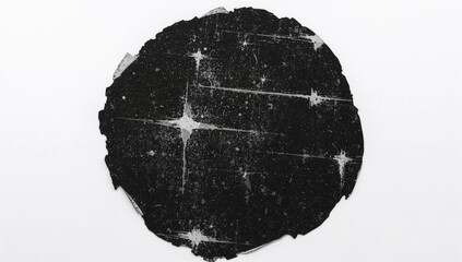 Fototapeta premium Worn Black Circular Paper Labels with Peeling Edges on a White Surface