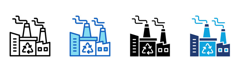 Recycling Center Icon Multi Style Vector Illustration