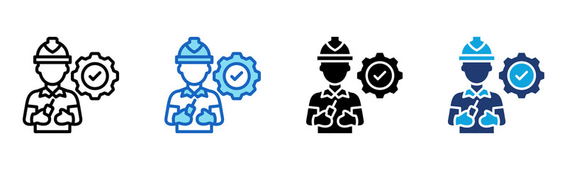 Engineer Icon Multi Style Vector Illustration