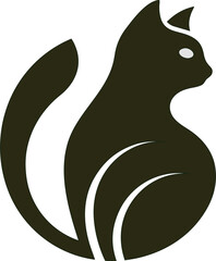 Cute black cat logo icon vector – minimal and professional feline symbol for logos and design projects.
