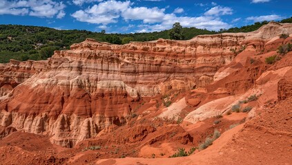 Fototapeta premium Les Orgues rock formations, showcasing unique geological features, erosion risk
