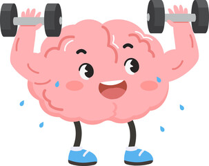 Cartoon Mind Training with Dumbbells