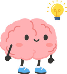 Illustration of a Cartoon Brain with an Idea