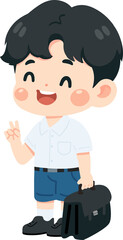 Illustration of Boy in School Uniform