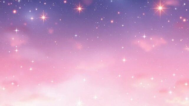 Dreamy Pink and Purple Sky with Twinkling Stars.