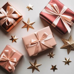 Elegant Christmas Gift Boxes with Golden Stars and Ribbons | Luxury Holiday Present Wrapping Inspiration