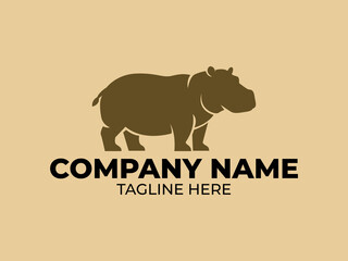 Hippopotamus Silhouette Logo - Strength, Protection, Balance, or Wild Animal Brand Icon
