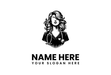 Professional Medical Doctor Nurse Female Icon Logo Design