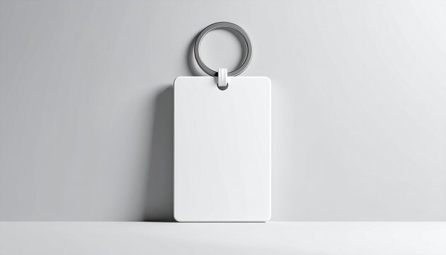 Customize this elegant blank white keychain mockup for your brand, a clean template perfect for showcasing your logo or design, promotional accessory display