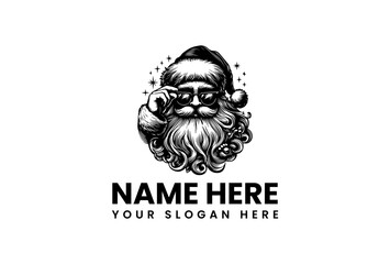 Festive Santa Claus Logo Design with Detailed Beard and Playful Expression for Holiday Season Branding