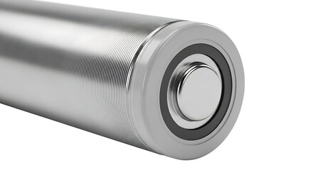 Closeup of a silver aa battery isolated on white background