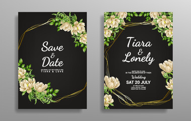 Floral wedding invitation template with beautiful flower water color design