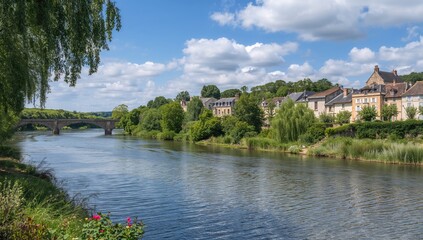 Fototapeta premium Loire Riverbank Near Vouvray, seasonal change