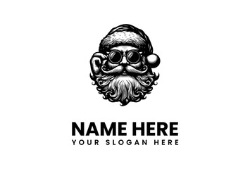 Vector logo of Santa Claus with sunglasses and beard, ideal for holiday branding and marketing campaigns