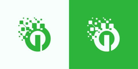 Digital Power Button Logo with Dispersing Pixels