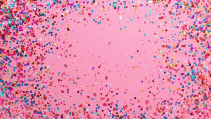 Obraz premium Colorful confetti scattered on a surface, vibrant backdrop for design and layout