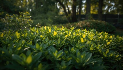 Obraz premium Leaves and green plants in the yard, promoting a natural habitat