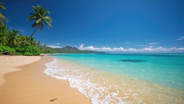 Coconut tree water, tropical beach setting, refreshing hydration option